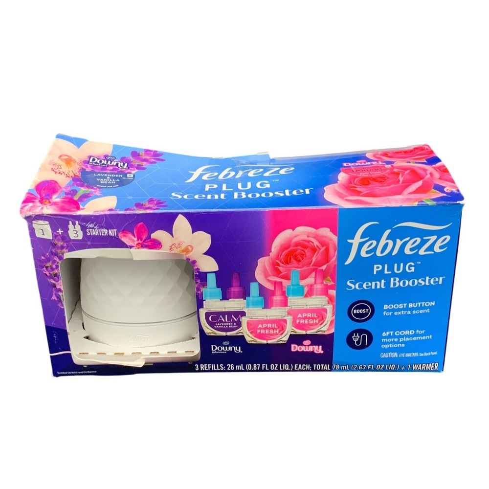 Febreze Plug Scent Booster Starter‎ Kit Downy April Fresh Lavender Vanilla Bean